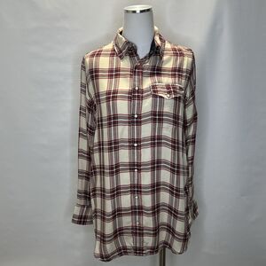 G-Star RAW Shirt Boyfriend Fit Tacoma Check Plaid Snap Button Womens Size Medium